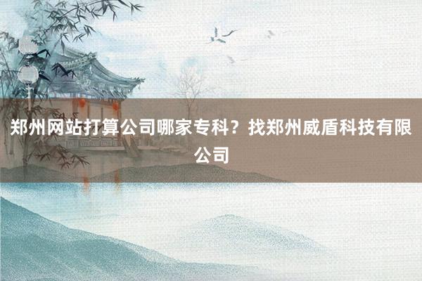 郑州网站打算公司哪家专科？找郑州威盾科技有限公司